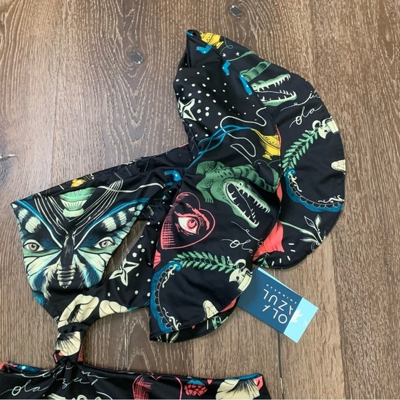 Ola Azul Womens Emma Lucky Printed one piece cut out swimsuit M NEW - Picture 4 of 11